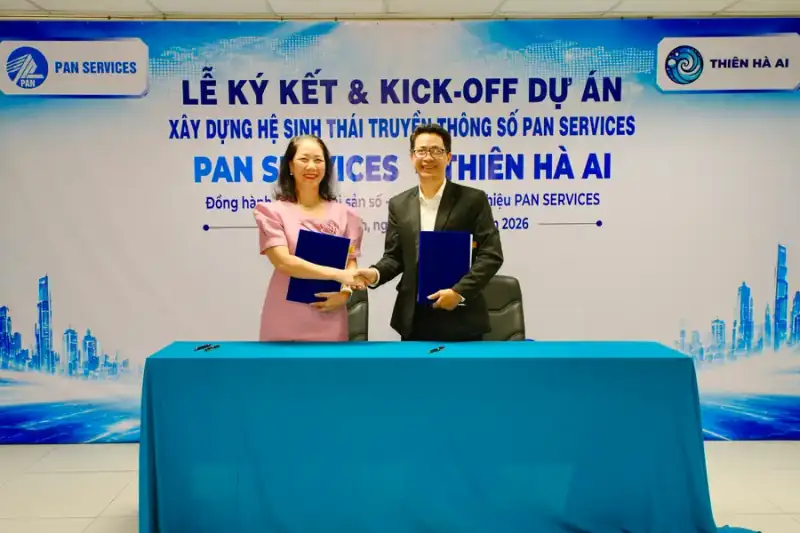 Lễ ký kết dự án hệ sinh thái truyền thông số giữa Pan Services và Thiên Hà AI